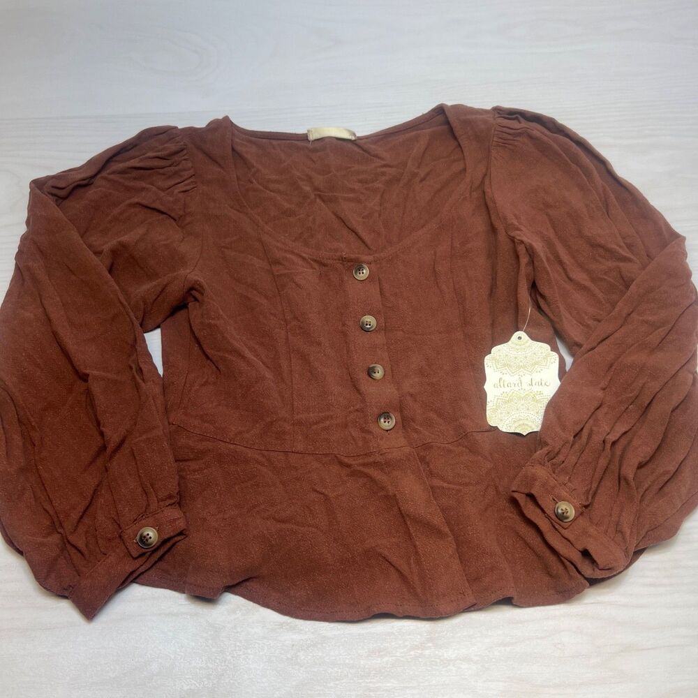 Altard State Button Up Blouse Boho Chestnut Gypsy Fairy Top NWT Size Small S